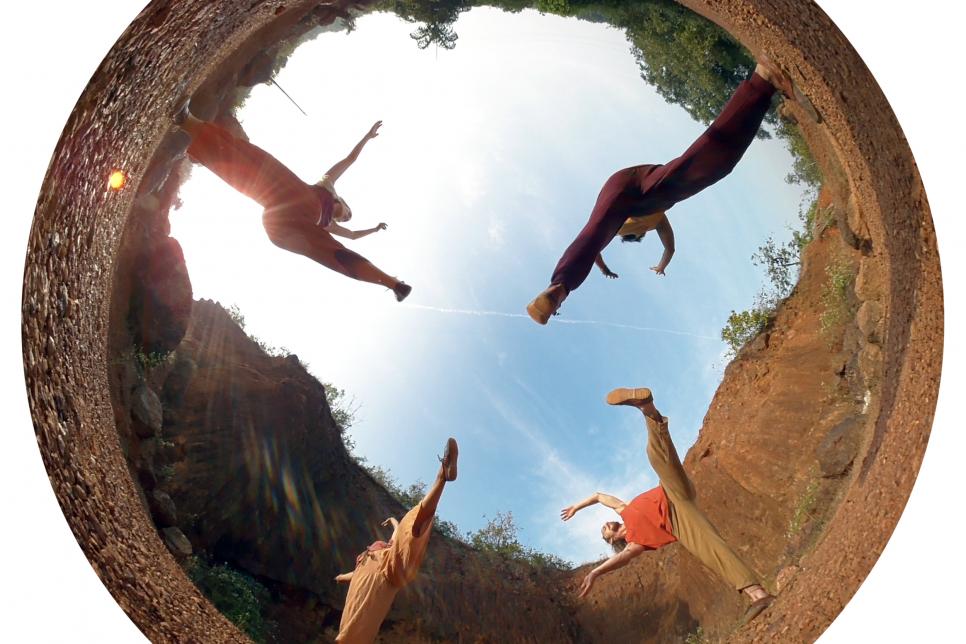 360 image of dancers in a quarry in India