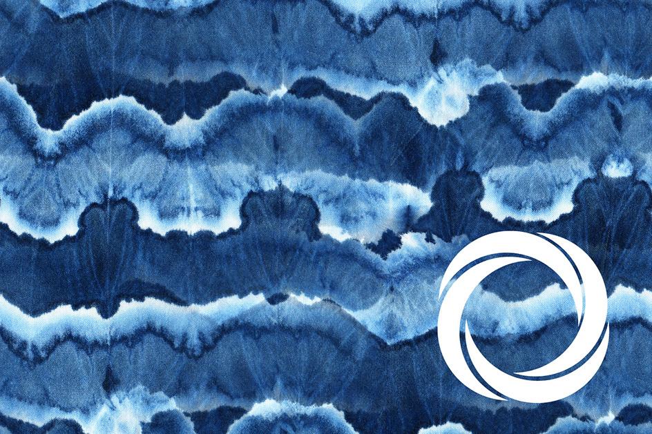 Abstract Blue Wave pattern with Arts Council of Wales logo
