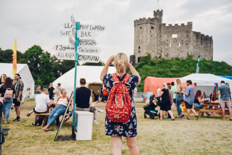 Visitors in the Tafwyl Festival at Cardiff Castle 