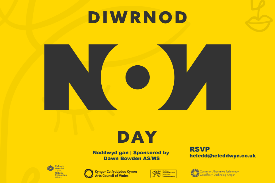 Diwrnod Non Day text on yellow background