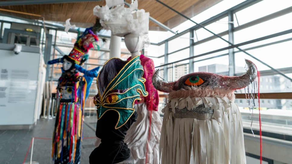 Butetown Carnival outfits and sculptures