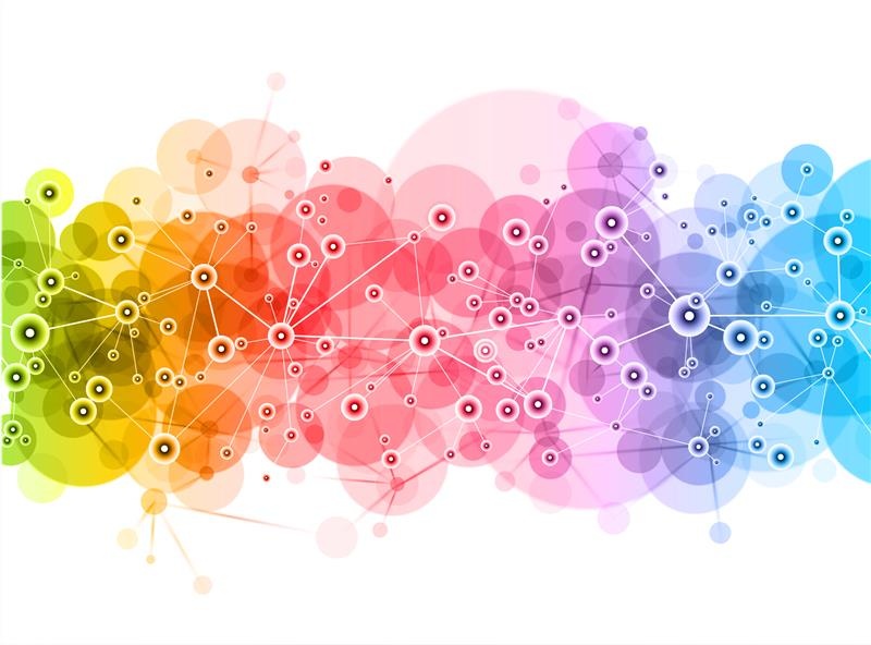 Colourful graphic image showing networks