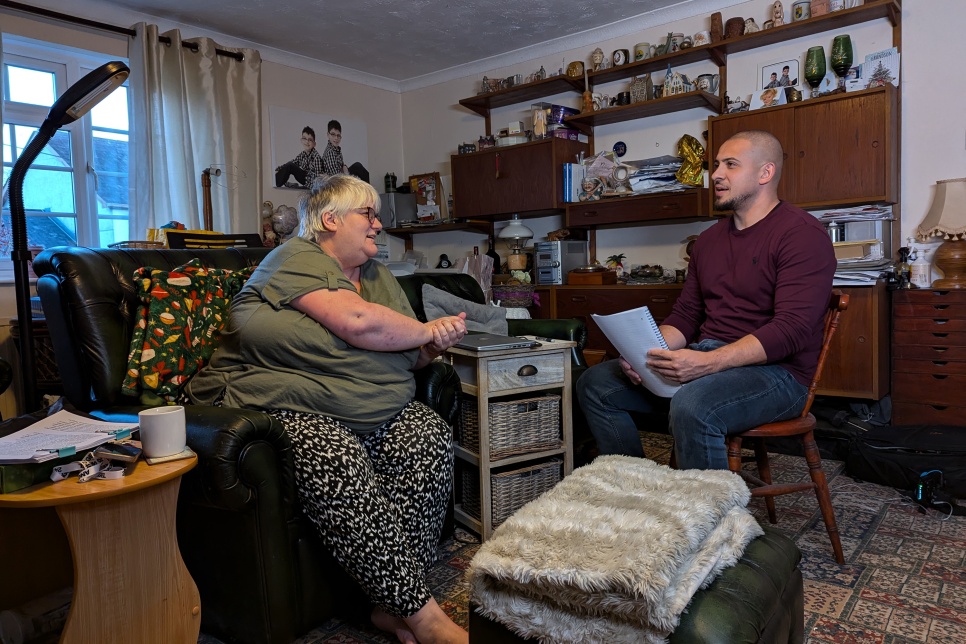 Image: Shirley with published poet, spoken word artist and rapper, Duke Al Durham. Image by People Speak Up. Delwedd: Shirley gyda'r bardd cyhoeddedig, artist gair llafar a rapiwr, Duke Al Durham. Delwedd gan People Speak Up. Image: Shirley with published poet, spoken word artist and rapper, Duke Al Durham. Image by People Speak Up. Delwedd: Shirley gyda'r bardd cyhoeddedig, artist gair llafar a rapiwr, Duke Al Durham. Delwedd gan People Speak Up.
