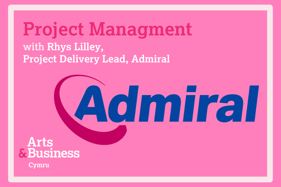 Pink background with the text Project Management, also has Admiral logo