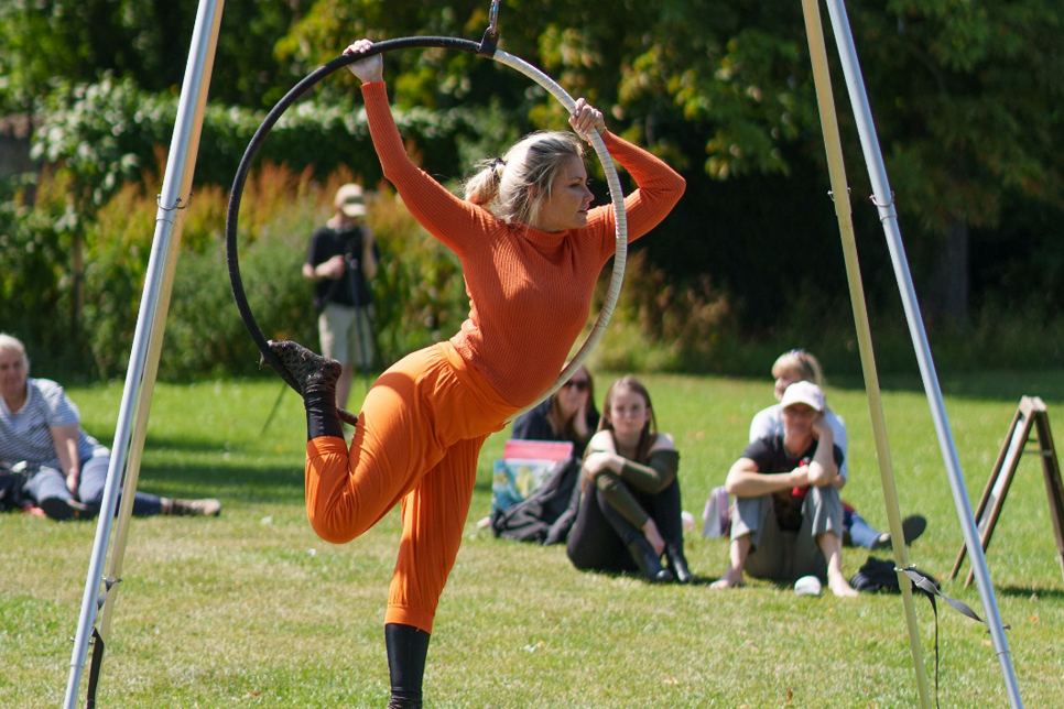 Karina Jones holding a hoop