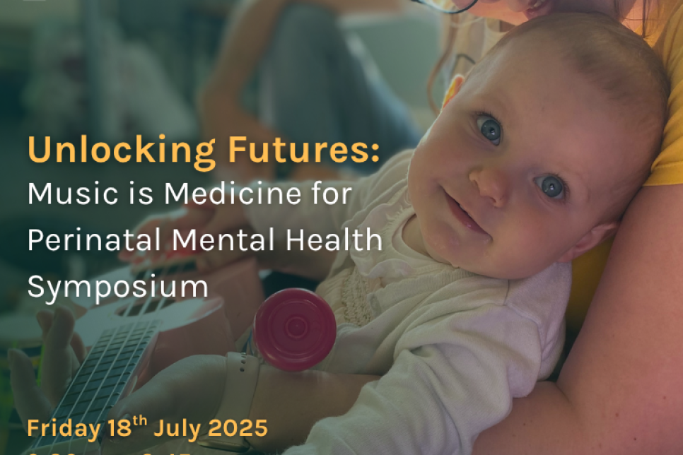 Poster for the event with a picture of a baby and event description over it.
