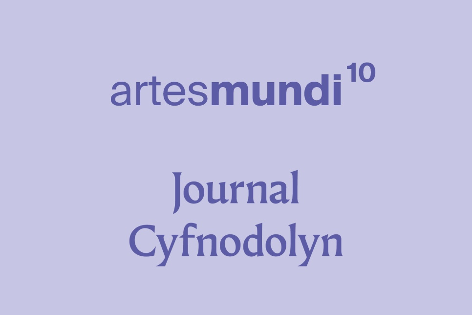 A light purple backfround with the text Artes Mundi Journal Cofnodolyn in darker text